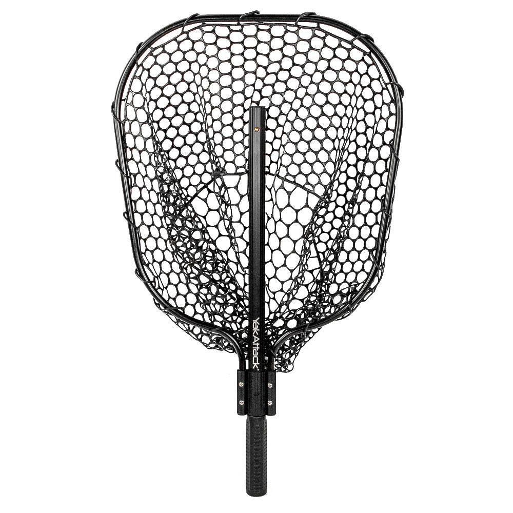 16” x 19” Landing Net with 24” Long Telescoping Handle and Rubber Netting, Black