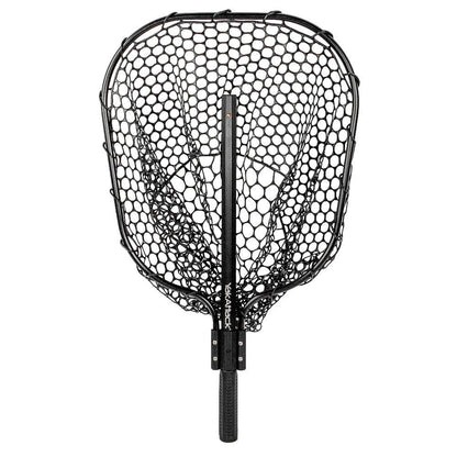 16” x 19” Landing Net with 24” Long Telescoping Handle and Rubber Netting, Black