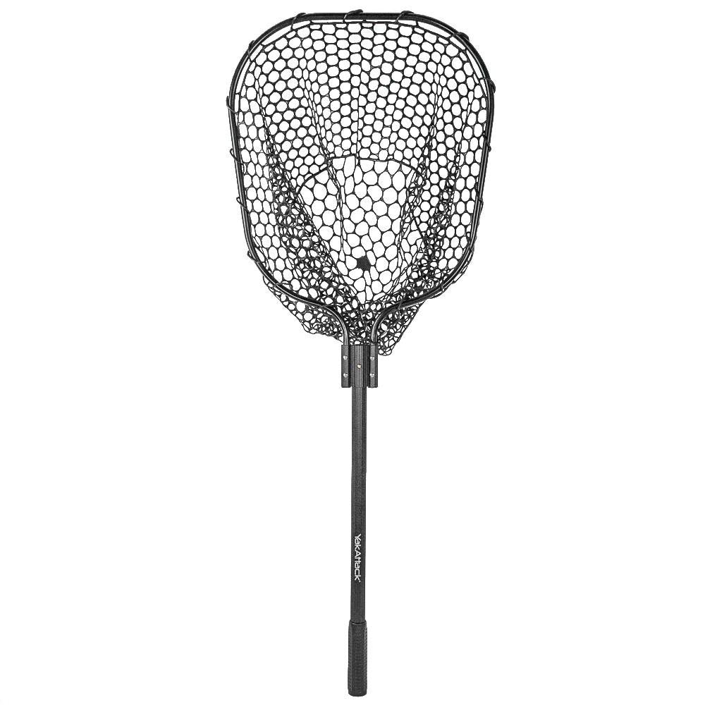 16” x 19” Landing Net with 24” Long Telescoping Handle and Rubber Netting, Black