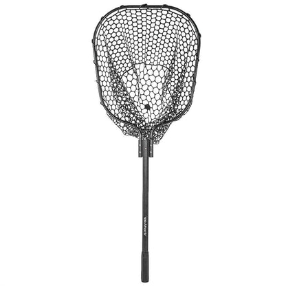 16” x 19” Landing Net with 24” Long Telescoping Handle and Rubber Netting, Black