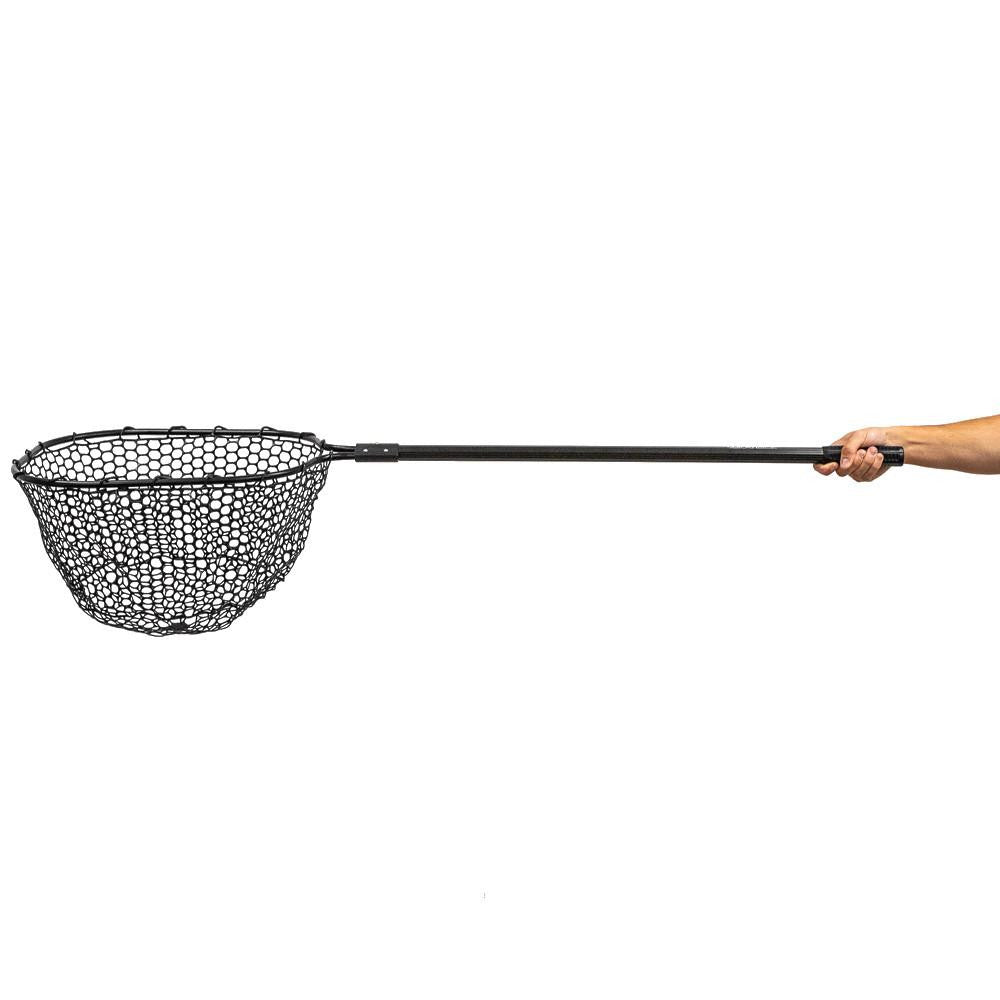 16” x 19” (40,64 cm x 48,26 cm) Landing Net with 35.5” (90,17 cm) Long Telescoping Handle and Rubber Netting, Black