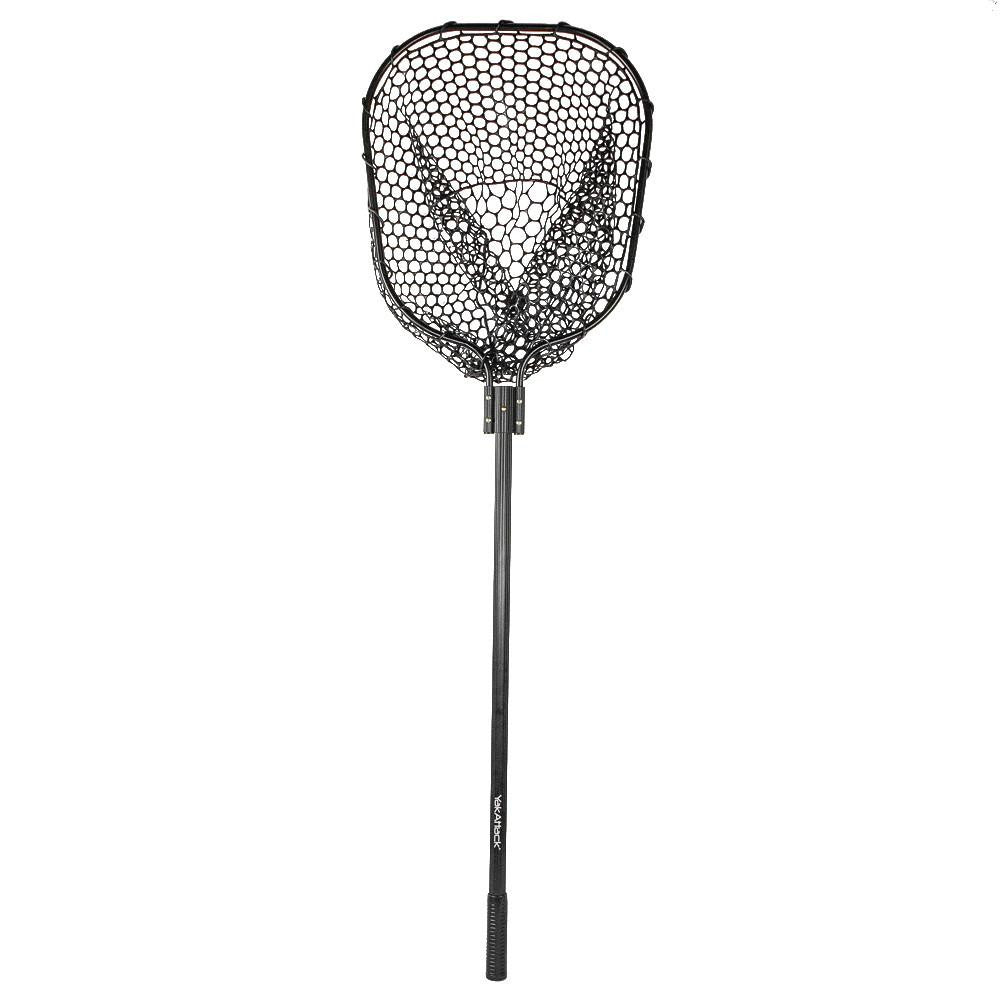 16” x 19” (40,64 cm x 48,26 cm) Landing Net with 35.5” (90,17 cm) Long Telescoping Handle and Rubber Netting, Black