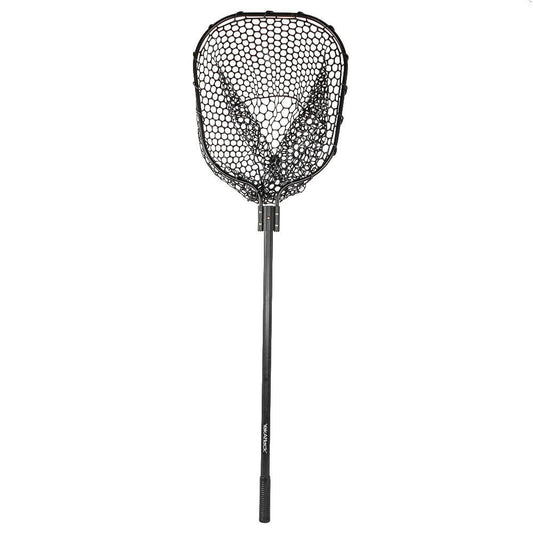 16” x 19” Landing Net with 35.5” Long Telescoping Handle and Rubber Netting, Black