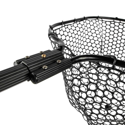16” x 19” (40,64 cm x 48,26 cm) Landing Net with 35.5” (90,17 cm) Long Telescoping Handle and Rubber Netting, Black