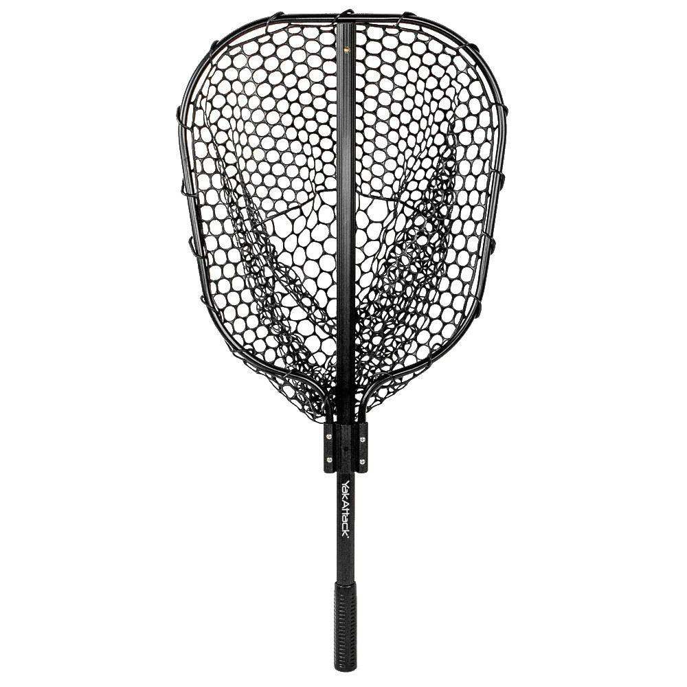 16” x 19” (40,64 cm x 48,26 cm) Landing Net with 35.5” (90,17 cm) Long Telescoping Handle and Rubber Netting, Black