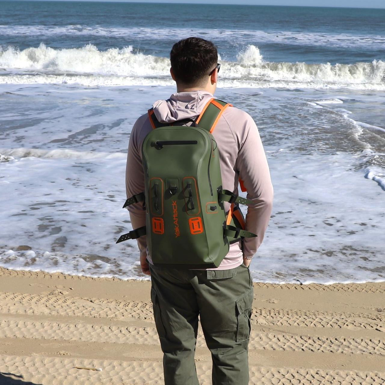 YakAttack 28L Blackwater DryPak, Green/Orange