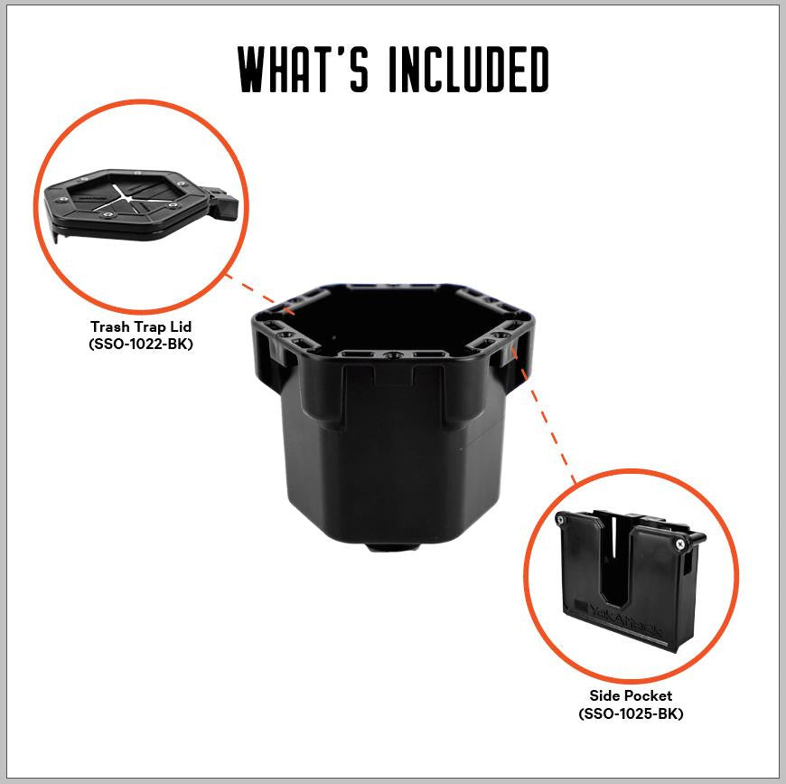 Trash Trap Cup Holder Pro - Cup, Trash Trap Lid, Side Pocket