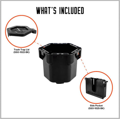 Trash Trap Cup Holder Pro - Cup, Trash Trap Lid, Side Pocket